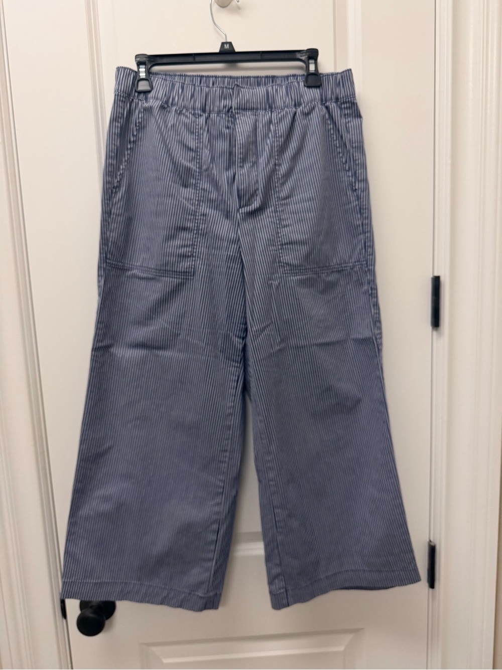 GAP Blue Pinstripe High-rise Wide-Leg Pants